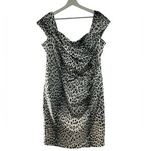 Tadashi shoji too leopard ruched short dress 16Q